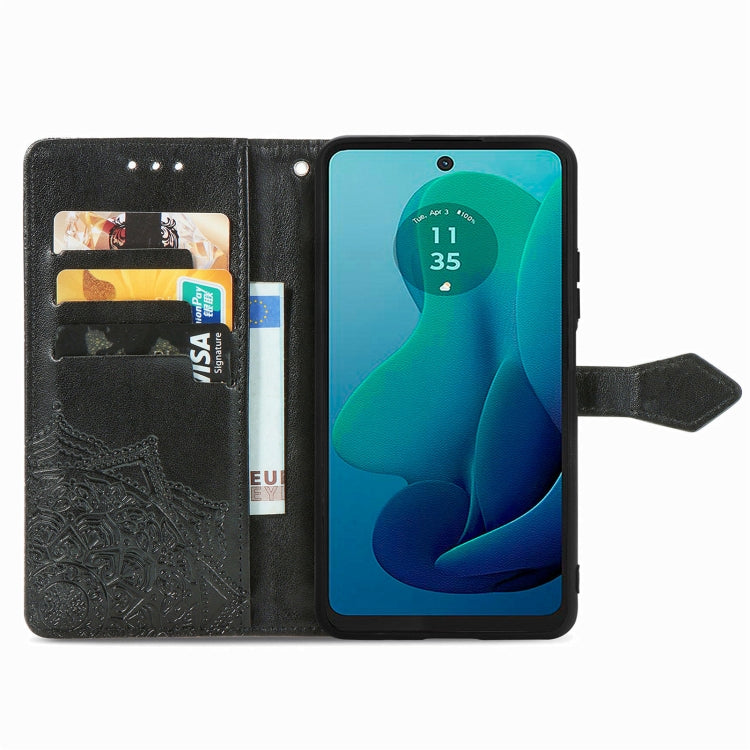 For Motorola Moto G 2024 Mandala Flower Embossed Leather Phone Case(Black) - Motorola Cases by PMC Jewellery | Online Shopping South Africa | PMC Jewellery | Buy Now Pay Later Mobicred