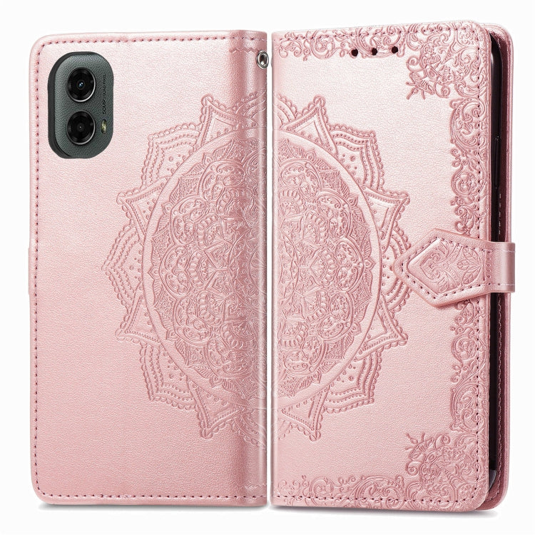 For Motorola Moto G 2024 Mandala Flower Embossed Leather Phone Case(Rose Gold) - Motorola Cases by PMC Jewellery | Online Shopping South Africa | PMC Jewellery | Buy Now Pay Later Mobicred