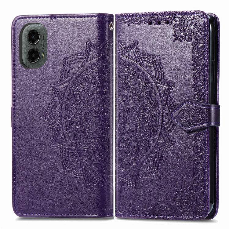 For Motorola Moto G 2024 Mandala Flower Embossed Leather Phone Case(Purple) - Motorola Cases by PMC Jewellery | Online Shopping South Africa | PMC Jewellery | Buy Now Pay Later Mobicred