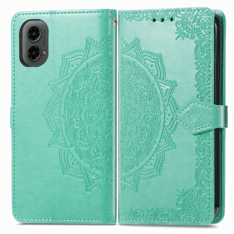For Motorola Moto G 2024 Mandala Flower Embossed Leather Phone Case(Green) - Motorola Cases by PMC Jewellery | Online Shopping South Africa | PMC Jewellery | Buy Now Pay Later Mobicred