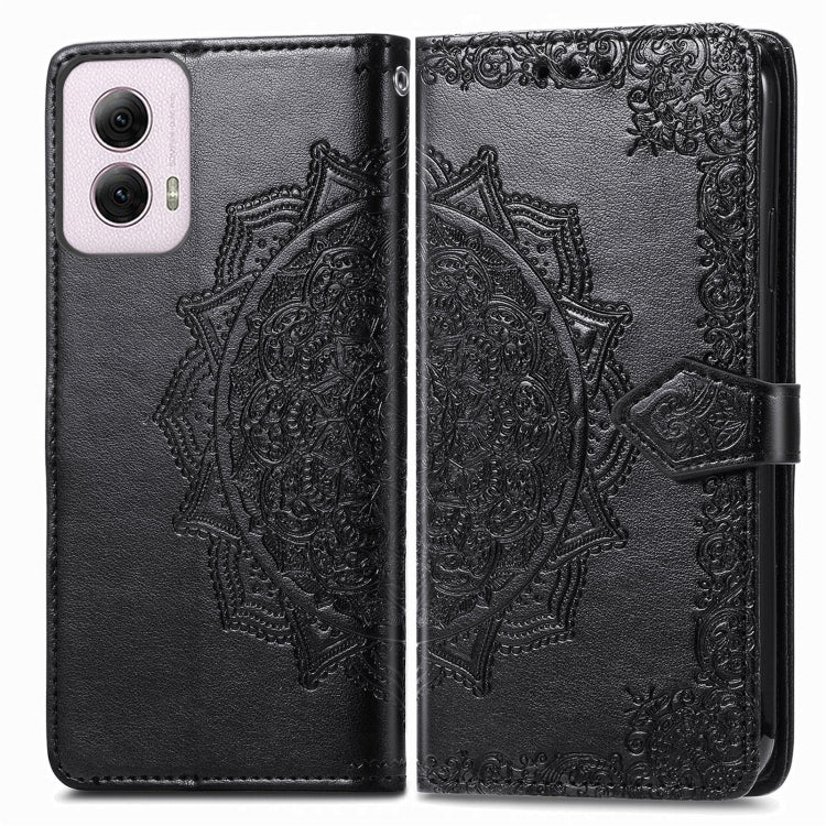 For Motorola Moto G Power 2024 Mandala Flower Embossed Leather Phone Case(Black) - Motorola Cases by PMC Jewellery | Online Shopping South Africa | PMC Jewellery | Buy Now Pay Later Mobicred