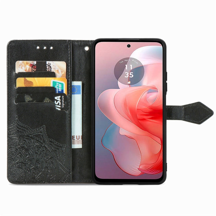 For Motorola Moto G Power 2024 Mandala Flower Embossed Leather Phone Case(Black) - Motorola Cases by PMC Jewellery | Online Shopping South Africa | PMC Jewellery | Buy Now Pay Later Mobicred