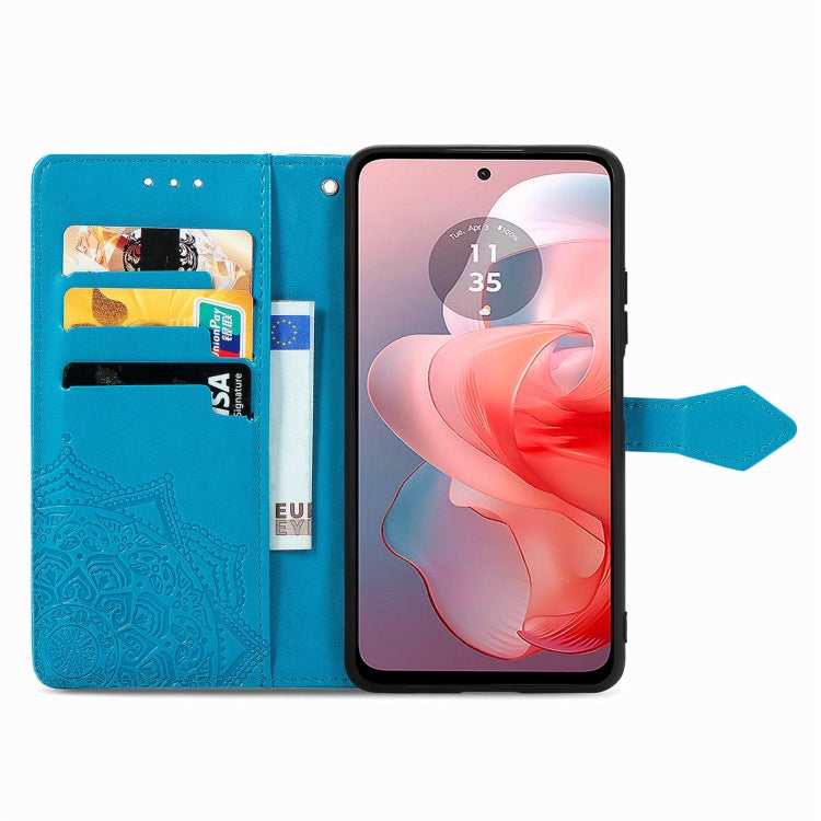 For Motorola Moto G Power 2024 Mandala Flower Embossed Leather Phone Case(Blue) - Motorola Cases by PMC Jewellery | Online Shopping South Africa | PMC Jewellery | Buy Now Pay Later Mobicred