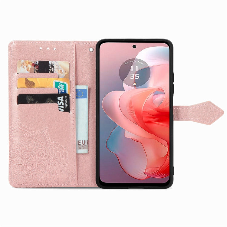 For Motorola Moto G Power 2024 Mandala Flower Embossed Leather Phone Case(Rose Gold) - free shipping - PMC Jewellery - Order now!