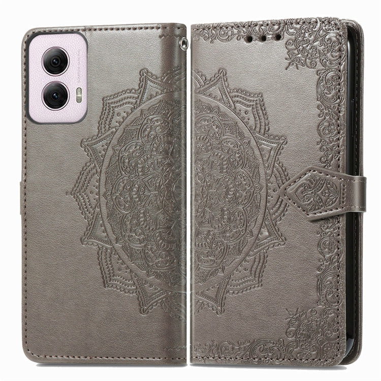 For Motorola Moto G Power 2024 Mandala Flower Embossed Leather Phone Case(Gray) - Motorola Cases by PMC Jewellery | Online Shopping South Africa | PMC Jewellery | Buy Now Pay Later Mobicred