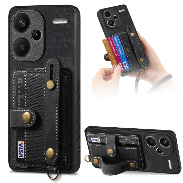 For Xiaomi Redmi Note 13 Pro+ Retro Cross Wristband Wallet Leather Back Phone Case(Black) - free shipping - PMC TechLife - Order now!
