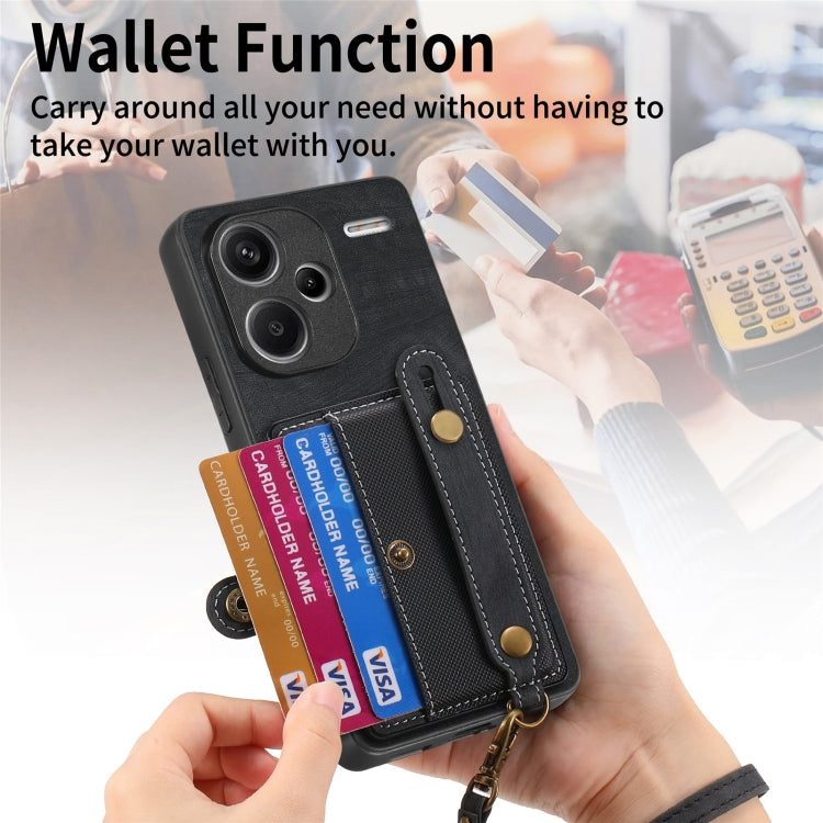 For Xiaomi Redmi Note 13 Pro+ Retro Cross Wristband Wallet Leather Back Phone Case(Black) - free shipping - PMC TechLife - Order now!