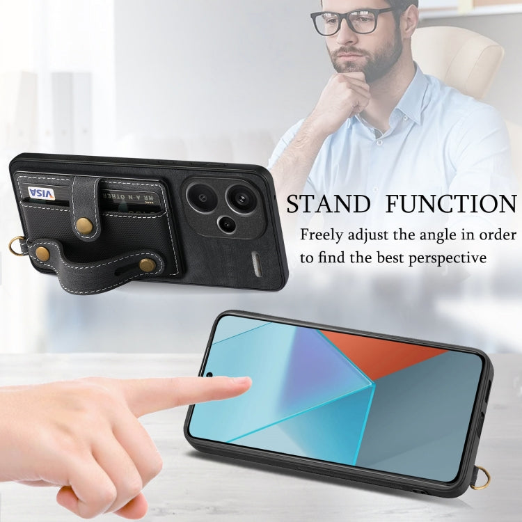 For Xiaomi Redmi Note 13 Pro+ Retro Cross Wristband Wallet Leather Back Phone Case(Black) - free shipping - PMC TechLife - Order now!