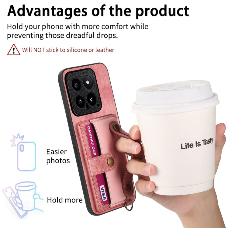 For Xiaomi 14 Retro Cross Wristband Wallet Leather Back Phone Case(Brown) - 14 Cases by PMC TechLife | Online Shopping South Africa | PMC TechLife | Buy Now Pay Later Mobicred