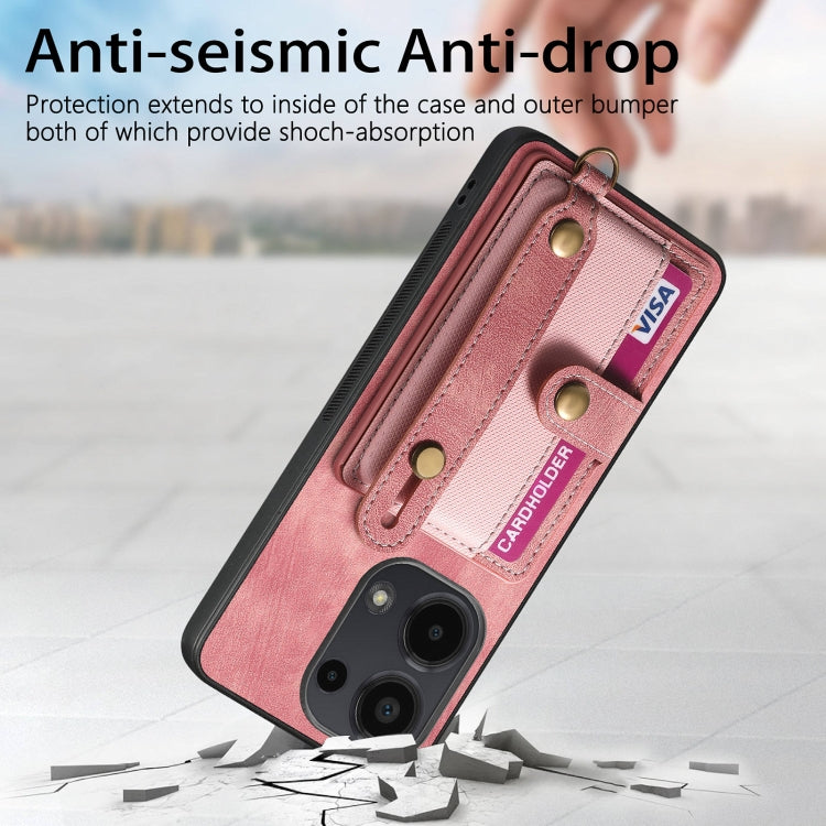 For Xiaomi Redmi Note 13 Pro 4G Retro Cross Wristband Wallet Leather Back Phone Case(Pink) - Note 13 Pro Cases by PMC TechLife | Online Shopping South Africa | PMC TechLife | Buy Now Pay Later Mobicred