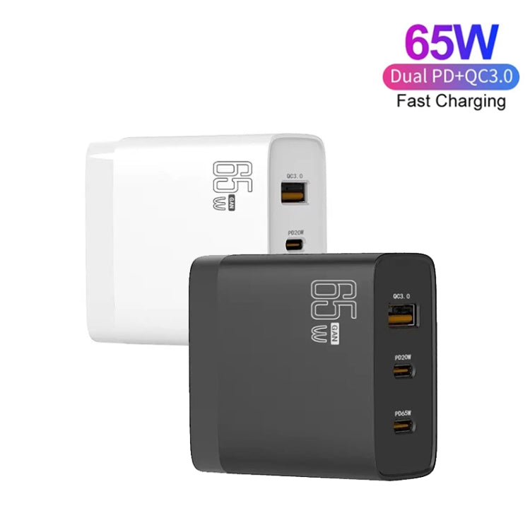 GAN 65W PD45W Dual Type-C+QC3.0 USB Multi Compatible Laptop Adapter AU + US Plug White - Power Supply by PMC TechLife | Online Shopping South Africa | PMC TechLife | Buy Now Pay Later Mobicred