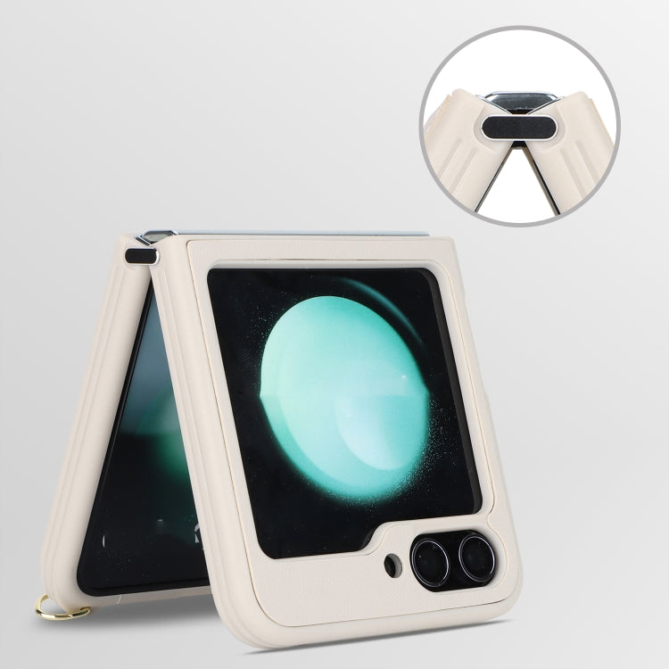 For Samsung Galaxy Z Flip5 5G Crossbody R20 Texture Leather Magsafe Phone Case(White) - Galaxy Z Flip5 Cases by PMC TechLife | Online Shopping South Africa | PMC TechLife | Buy Now Pay Later Mobicred