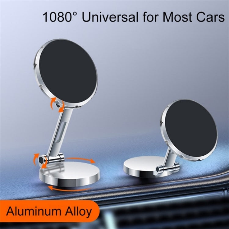 G158 360-Degree Rotating Metal Phone Stand Dashboard Folding Magnetic Car Mount(Silver) - free shipping - PMC TechLife - Order now!