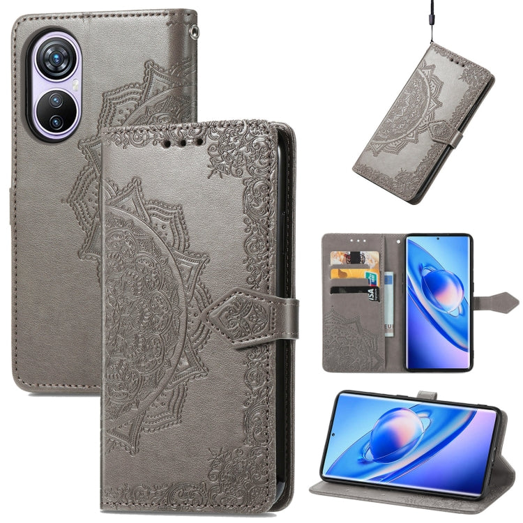 For Blackview A200 Pro Mandala Flower Embossed Leather Phone Case(Gray) - More Brand by PMC TechLife | Online Shopping South Africa | PMC TechLife | Buy Now Pay Later Mobicred