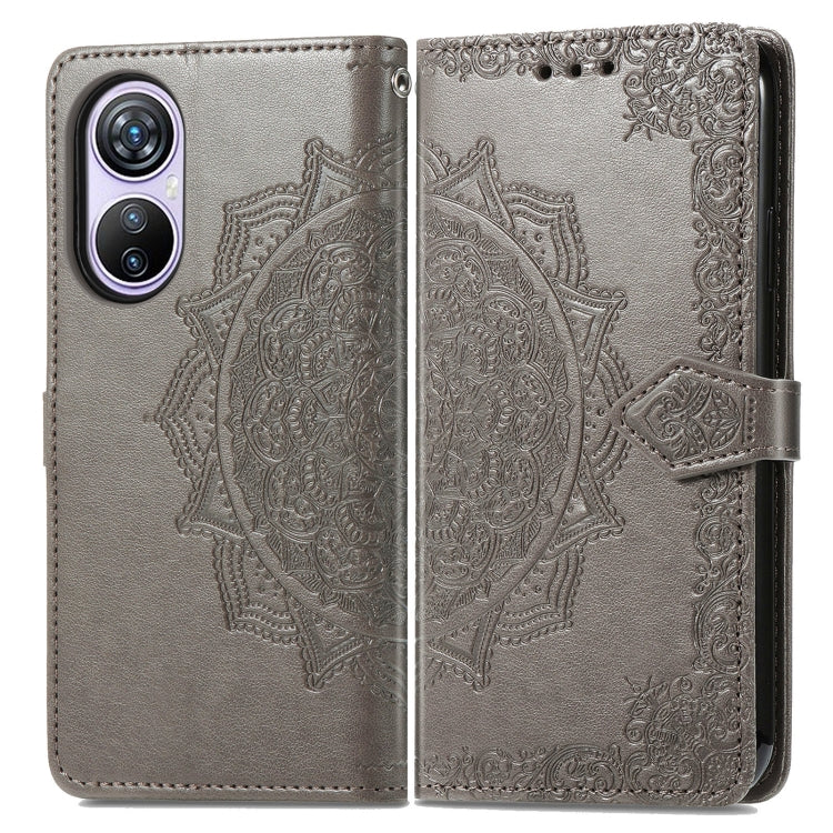 For Blackview A200 Pro Mandala Flower Embossed Leather Phone Case(Gray) - More Brand by PMC TechLife | Online Shopping South Africa | PMC TechLife | Buy Now Pay Later Mobicred