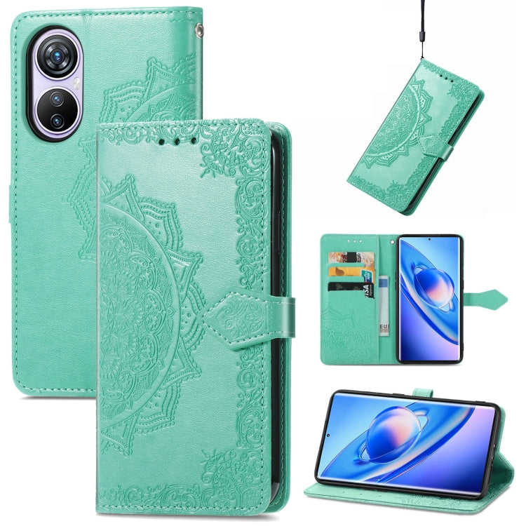 For Blackview A200 Pro Mandala Flower Embossed Leather Phone Case(Green) - More Brand by PMC TechLife | Online Shopping South Africa | PMC TechLife | Buy Now Pay Later Mobicred