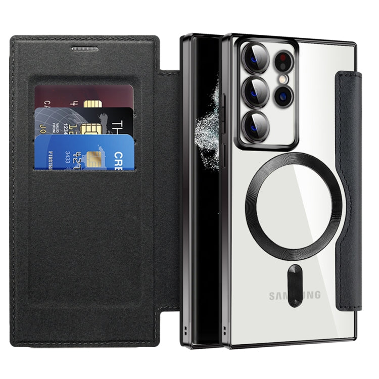 For Samsung Galaxy S22 Ultra 5G MagSafe Magnetic RFID Anti-theft Leather Phone Case(Black) - Galaxy S22 Ultra 5G Cases by PMC TechLife | Online Shopping South Africa | PMC TechLife