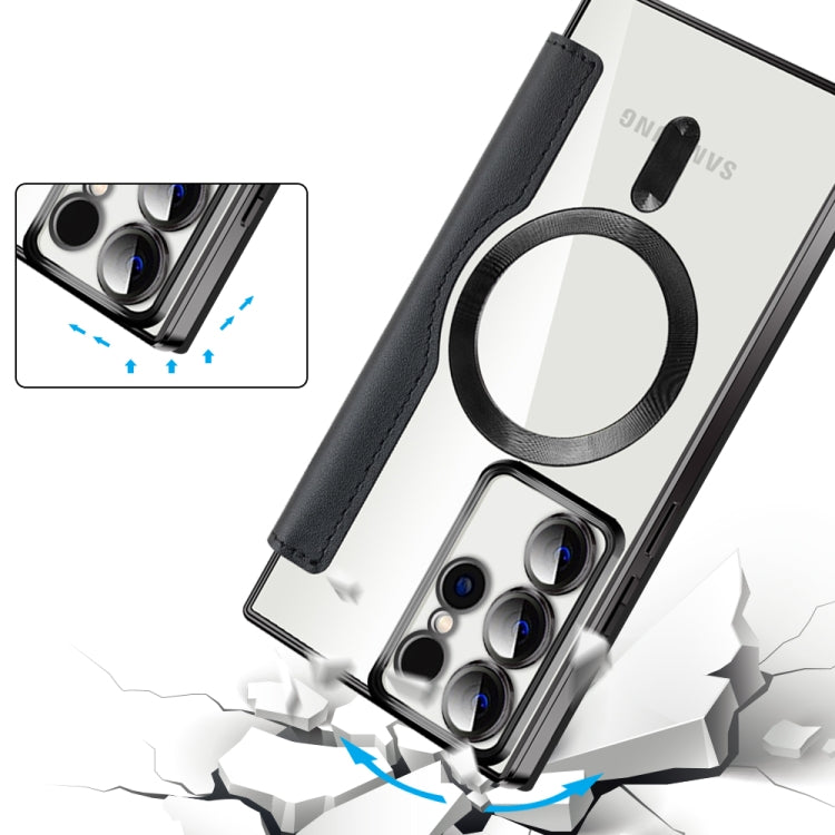 For Samsung Galaxy S22 Ultra 5G MagSafe Magnetic RFID Anti-theft Leather Phone Case(Black) - Galaxy S22 Ultra 5G Cases by PMC TechLife | Online Shopping South Africa | PMC TechLife