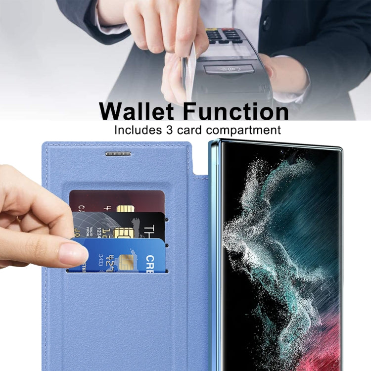 For Samsung Galaxy S22 Ultra 5G MagSafe Magnetic RFID Anti-theft Leather Phone Case(Blue) - Galaxy S22 Ultra 5G Cases by PMC TechLife | Online Shopping South Africa | PMC TechLife