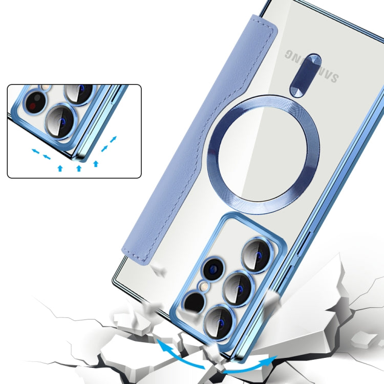 For Samsung Galaxy S22 Ultra 5G MagSafe Magnetic RFID Anti-theft Leather Phone Case(Blue) - Galaxy S22 Ultra 5G Cases by PMC TechLife | Online Shopping South Africa | PMC TechLife