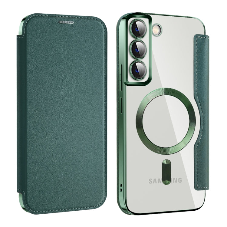 For Samsung Galaxy S22+ 5G Shield MagSafe RFID Anti-theft Leather Phone Case(Green) - Galaxy S22+ 5G Cases by PMC TechLife | Online Shopping South Africa | PMC TechLife | Buy Now Pay Later Mobicred