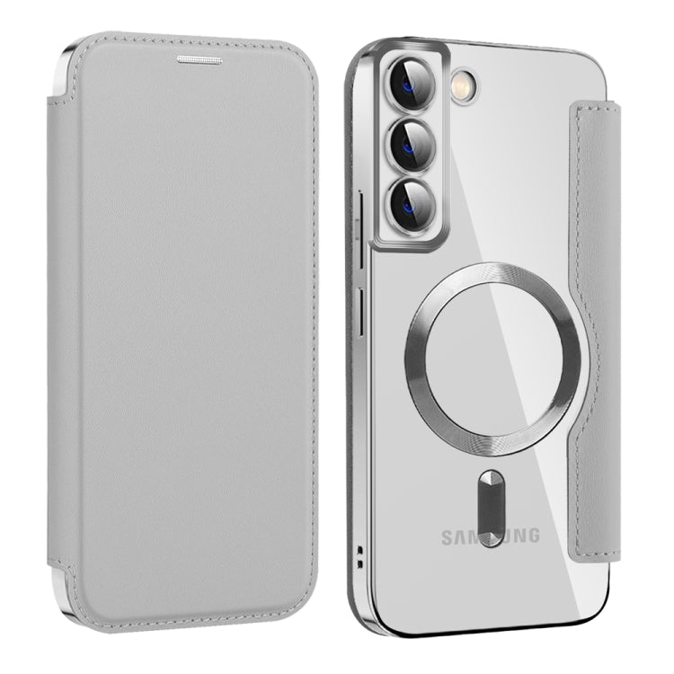 For Samsung Galaxy S22+ 5G Shield MagSafe RFID Anti-theft Leather Phone Case(Grey) - Galaxy S22+ 5G Cases by PMC TechLife | Online Shopping South Africa | PMC TechLife | Buy Now Pay Later Mobicred