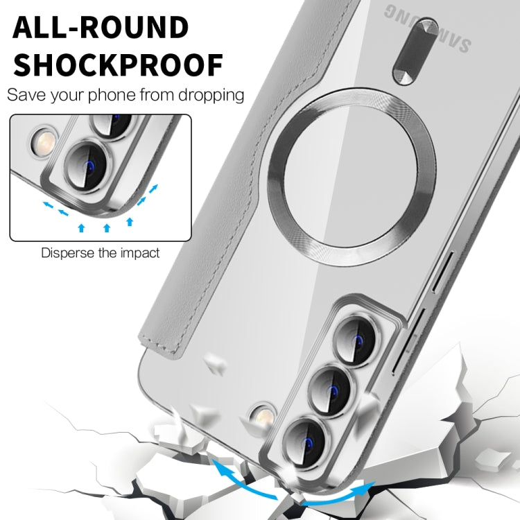 For Samsung Galaxy S22+ 5G Shield MagSafe RFID Anti-theft Leather Phone Case(Grey) - Galaxy S22+ 5G Cases by PMC TechLife | Online Shopping South Africa | PMC TechLife | Buy Now Pay Later Mobicred