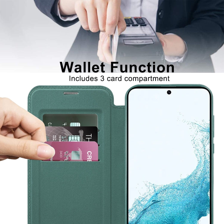 For Samsung Galaxy S22+ 5G MagSafe Magnetic RFID Anti-theft Leather Phone Case(Green) - Galaxy S22 5G Cases by PMC TechLife | Online Shopping South Africa | PMC TechLife