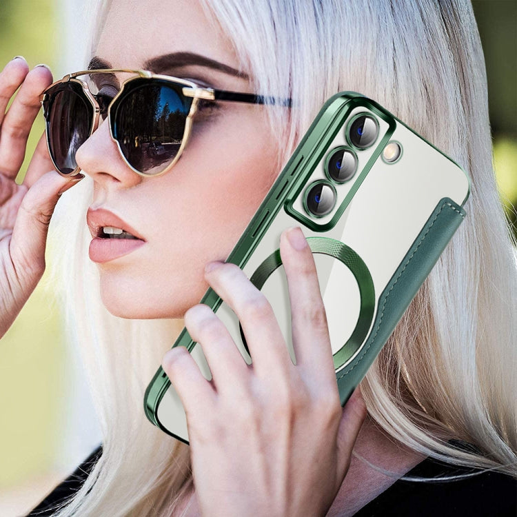 For Samsung Galaxy S22+ 5G MagSafe Magnetic RFID Anti-theft Leather Phone Case(Green) - Galaxy S22 5G Cases by PMC TechLife | Online Shopping South Africa | PMC TechLife