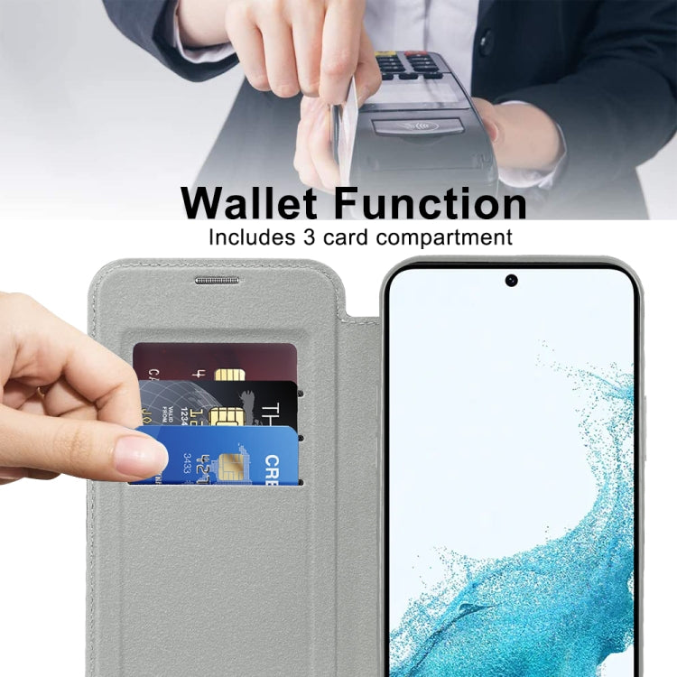 For Samsung Galaxy S22+ 5G MagSafe Magnetic RFID Anti-theft Leather Phone Case(Grey) - Galaxy S22 5G Cases by PMC TechLife | Online Shopping South Africa | PMC TechLife