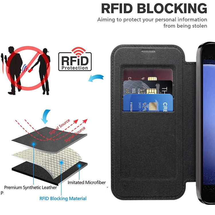 For Samsung Galaxy S23 FE 5G MagSafe Magnetic RFID Anti-theft Leather Phone Case(Black) - Galaxy S23 FE 5G Cases by PMC TechLife | Online Shopping South Africa | PMC TechLife