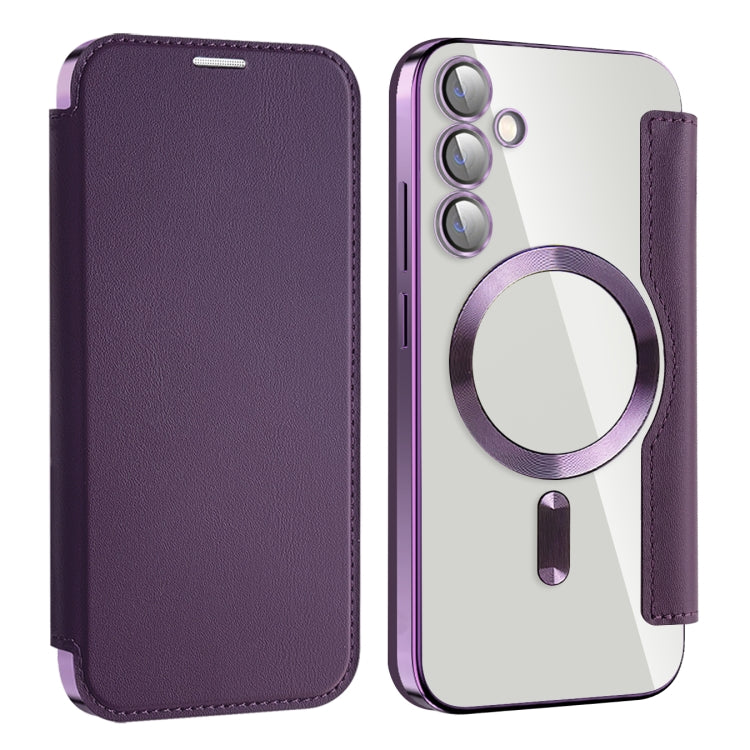For Samsung Galaxy S23 FE 5G MagSafe Magnetic RFID Anti-theft Leather Phone Case(Purple) - Galaxy S23 FE 5G Cases by PMC TechLife | Online Shopping South Africa | PMC TechLife