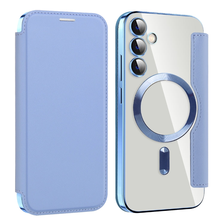 For Samsung Galaxy S23 FE 5G MagSafe Magnetic RFID Anti-theft Leather Phone Case(Blue) - Galaxy S23 FE 5G Cases by PMC TechLife | Online Shopping South Africa | PMC TechLife