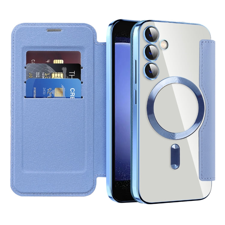 For Samsung Galaxy S23 FE 5G MagSafe Magnetic RFID Anti-theft Leather Phone Case(Blue) - Galaxy S23 FE 5G Cases by PMC TechLife | Online Shopping South Africa | PMC TechLife