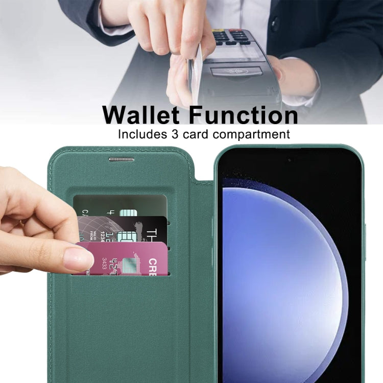For Samsung Galaxy S23 FE 5G MagSafe Magnetic RFID Anti-theft Leather Phone Case(Green) - Galaxy S23 FE 5G Cases by PMC TechLife | Online Shopping South Africa | PMC TechLife