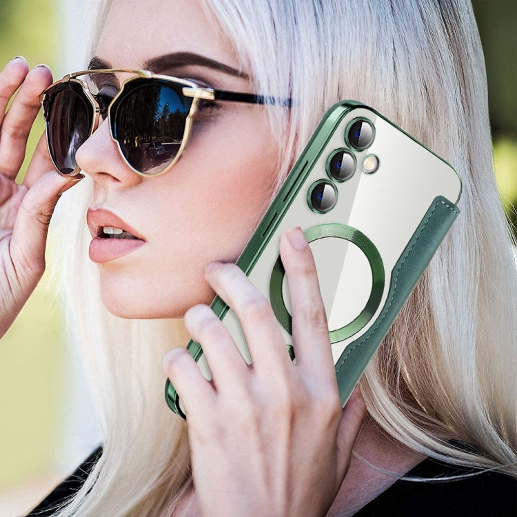 For Samsung Galaxy S23 FE 5G MagSafe Magnetic RFID Anti-theft Leather Phone Case(Green) - Galaxy S23 FE 5G Cases by PMC TechLife | Online Shopping South Africa | PMC TechLife