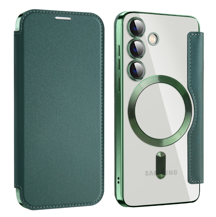 For Samsung Galaxy S25+ 5G Shield MagSafe RFID Anti-theft Leather Phone Case(Green) - free shipping - PMC Jewellery - Order now!