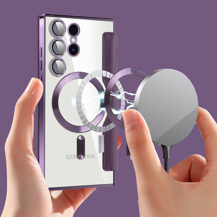 For Samsung Galaxy S25 Ultra 5G Shield MagSafe RFID Anti-theft Leather Phone Case(Purple) - free shipping - PMC Jewellery - Order now!