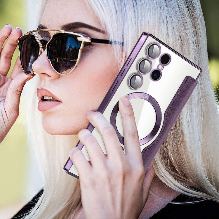 For Samsung Galaxy S25 Ultra 5G Shield MagSafe RFID Anti-theft Leather Phone Case(Purple) - free shipping - PMC Jewellery - Order now!