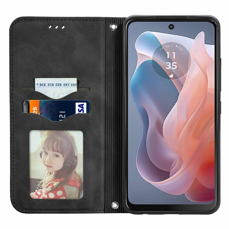 For Motorola Moto G Play 2024 Retro Skin Feel Magnetic Flip Leather Phone Case(Black) - Motorola Cases by PMC Jewellery | Online Shopping South Africa | PMC Jewellery | Buy Now Pay Later Mobicred