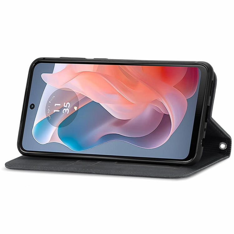 For Motorola Moto G Play 2024 Retro Skin Feel Magnetic Flip Leather Phone Case(Black) - Motorola Cases by PMC Jewellery | Online Shopping South Africa | PMC Jewellery | Buy Now Pay Later Mobicred