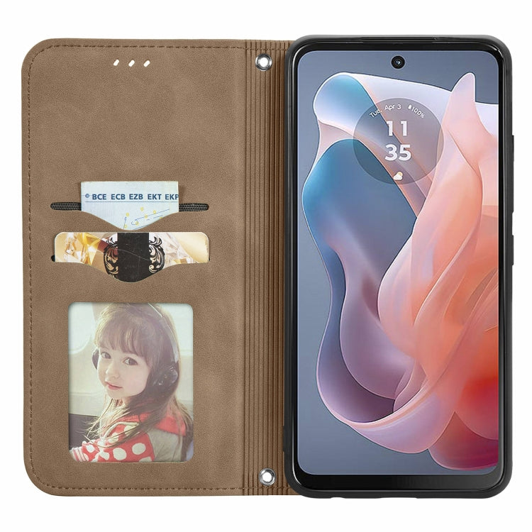 For Motorola Moto G Play 2024 Retro Skin Feel Magnetic Flip Leather Phone Case(Brown) - Motorola Cases by PMC Jewellery | Online Shopping South Africa | PMC Jewellery | Buy Now Pay Later Mobicred