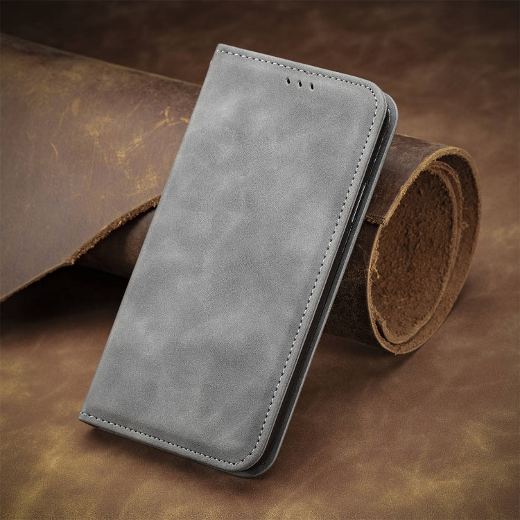 For Motorola Moto G Play 2024 Retro Skin Feel Magnetic Flip Leather Phone Case(Grey) - Motorola Cases by PMC Jewellery | Online Shopping South Africa | PMC Jewellery | Buy Now Pay Later Mobicred