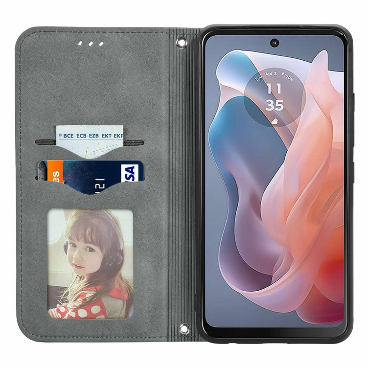 For Motorola Moto G Play 2024 Retro Skin Feel Magnetic Flip Leather Phone Case(Grey) - Motorola Cases by PMC Jewellery | Online Shopping South Africa | PMC Jewellery | Buy Now Pay Later Mobicred