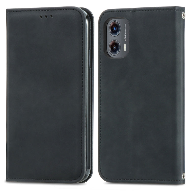For Motorola Moto G Stylus 5G 2024 Retro Skin Feel Magnetic Flip Leather Phone Case(Black) - Motorola Cases by PMC Jewellery | Online Shopping South Africa | PMC Jewellery | Buy Now Pay Later Mobicred