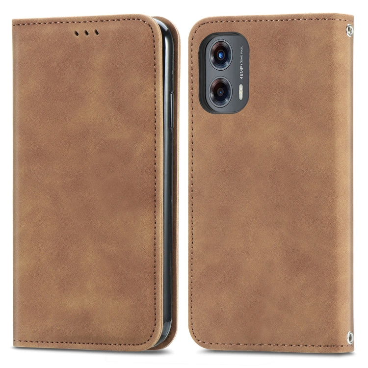 For Motorola Moto G Stylus 5G 2024 Retro Skin Feel Magnetic Flip Leather Phone Case(Brown) - Motorola Cases by PMC Jewellery | Online Shopping South Africa | PMC Jewellery | Buy Now Pay Later Mobicred