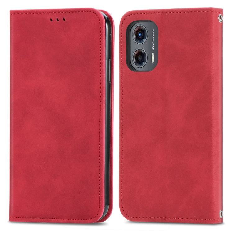 For Motorola Moto G Stylus 5G 2024 Retro Skin Feel Magnetic Flip Leather Phone Case(Red) - Motorola Cases by PMC Jewellery | Online Shopping South Africa | PMC Jewellery | Buy Now Pay Later Mobicred