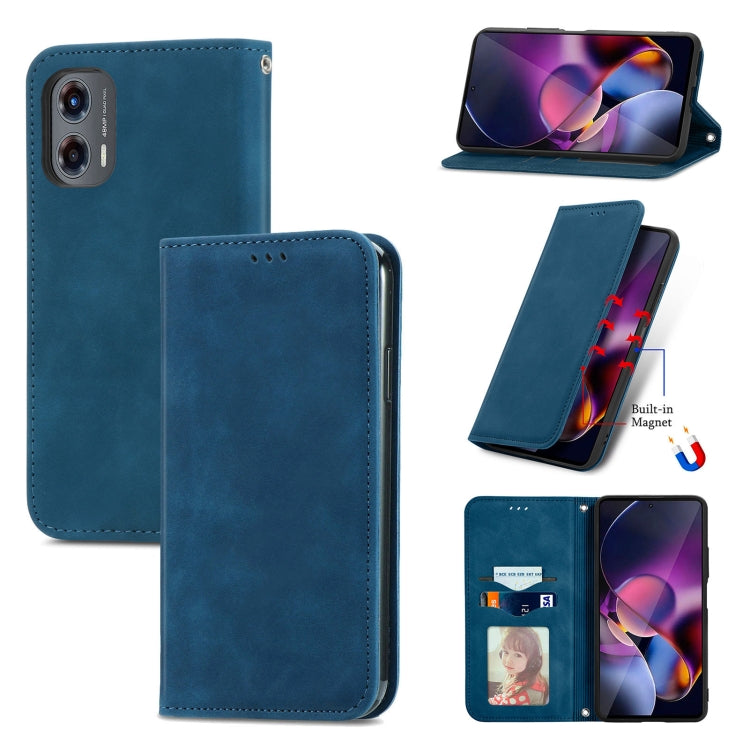 For Motorola Moto G Stylus 5G 2024 Retro Skin Feel Magnetic Flip Leather Phone Case(Blue) - Motorola Cases by PMC Jewellery | Online Shopping South Africa | PMC Jewellery | Buy Now Pay Later Mobicred
