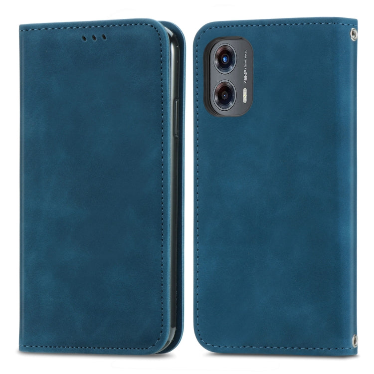 For Motorola Moto G Stylus 5G 2024 Retro Skin Feel Magnetic Flip Leather Phone Case(Blue) - Motorola Cases by PMC Jewellery | Online Shopping South Africa | PMC Jewellery | Buy Now Pay Later Mobicred