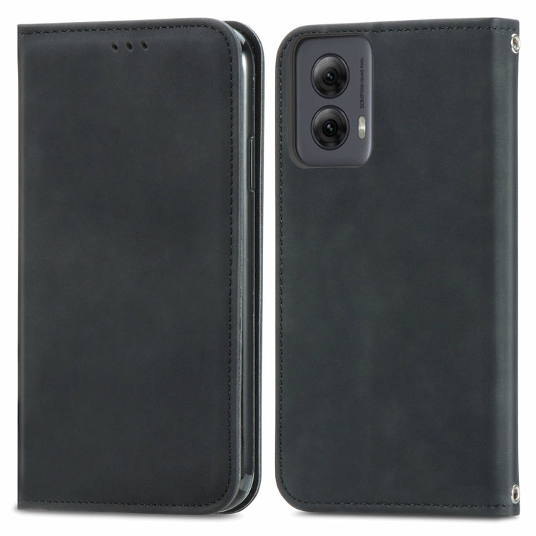 For Motorola Moto G Power 5G 2024 Retro Skin Feel Magnetic Flip Leather Phone Case(Black) - Motorola Cases by PMC Jewellery | Online Shopping South Africa | PMC Jewellery | Buy Now Pay Later Mobicred